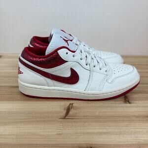 Air Jordan 1 Low SE "Ruby" Shoes Sail Varsity Red Team Red HJ9338-106 Women's 7